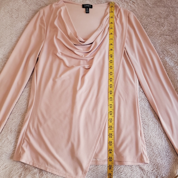 JONES NEW YORK Blush Pink Faux Wrap Blouse Top w Drape Neckline - Picture 8 of 12